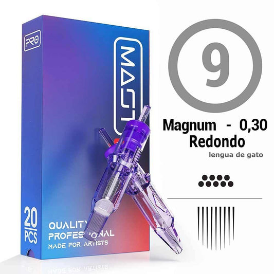 9RM Agujas de tatuajes de cartuchos MAST round magnum