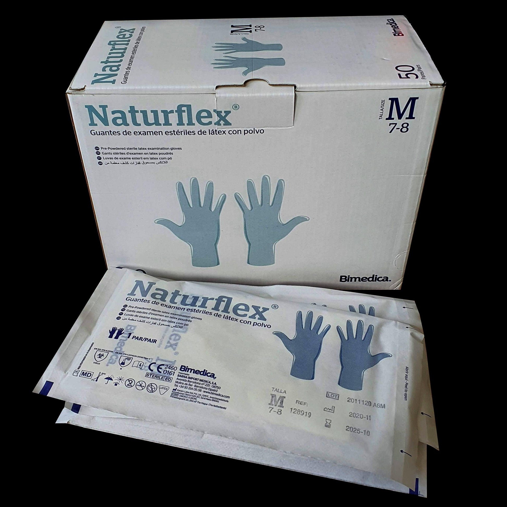 Guantes quirúrgicos látex con polvo talla M 7-8 caja 50 pares