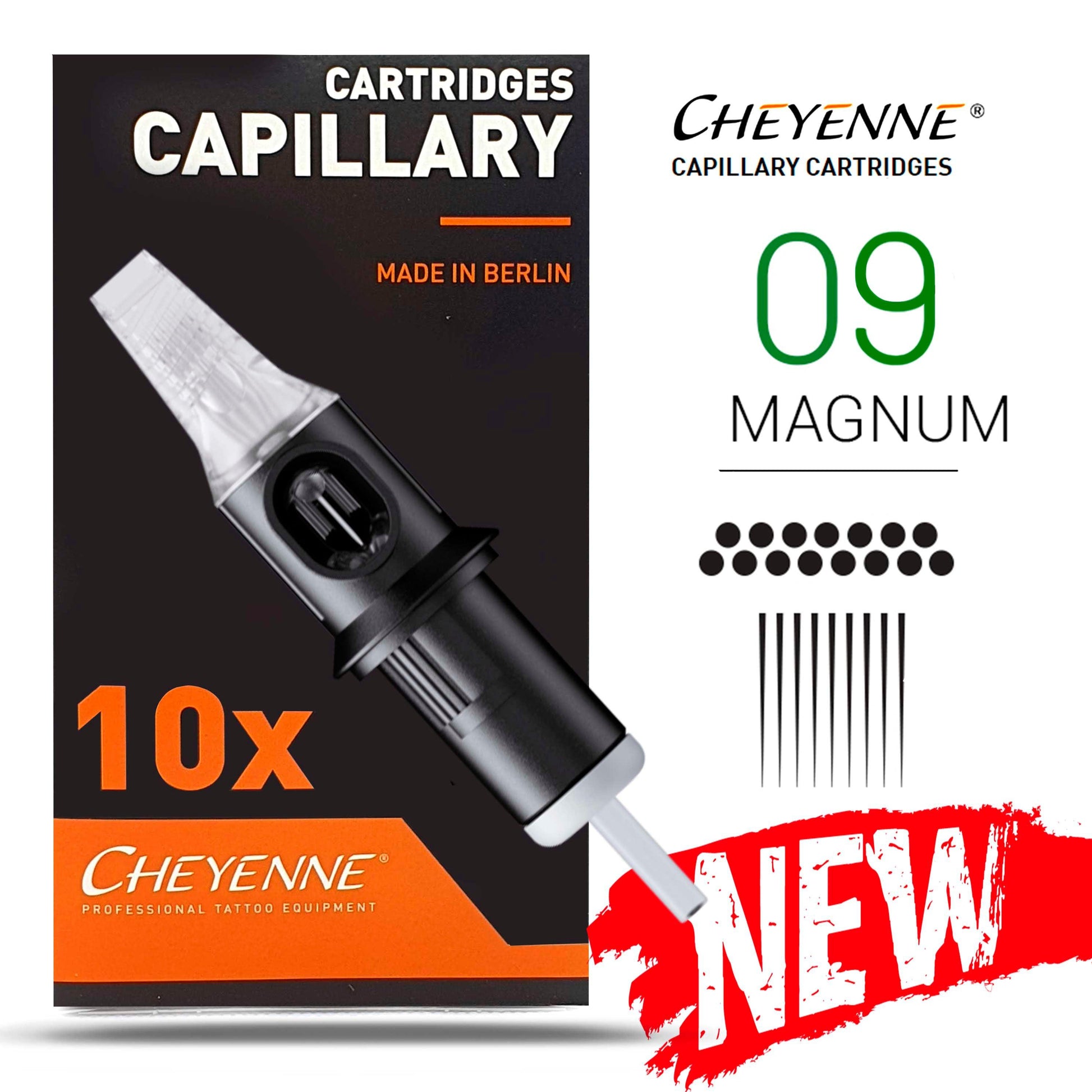 9M – AGUJAS DE TATUAJES MAGNUM CAPILLARY CARTUCHOS CHEYENNE 10uds.