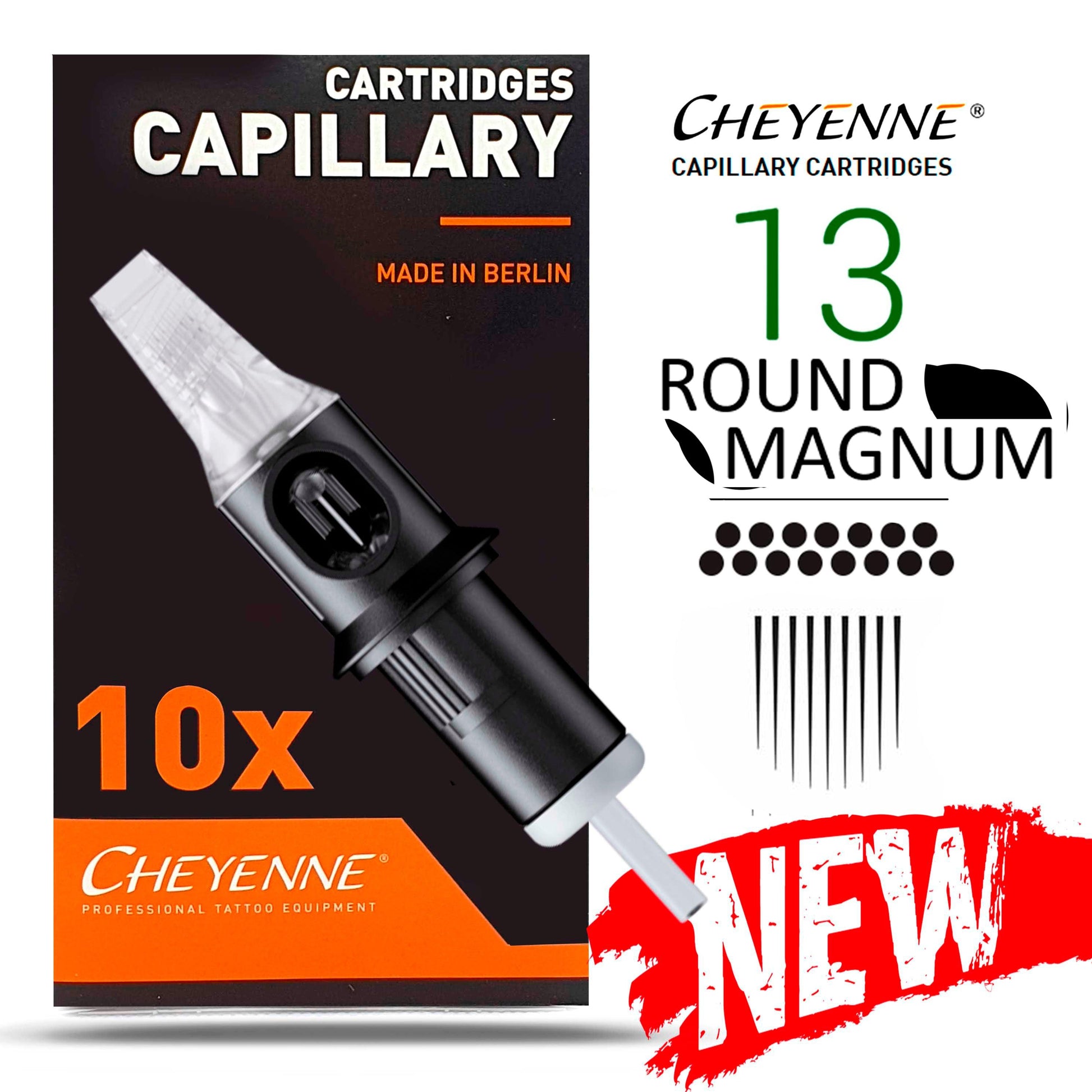 13RM – AGUJAS DE TATUAJES ROUND MAGNUM CAPILLARY CARTUCHOS CHEYENNE