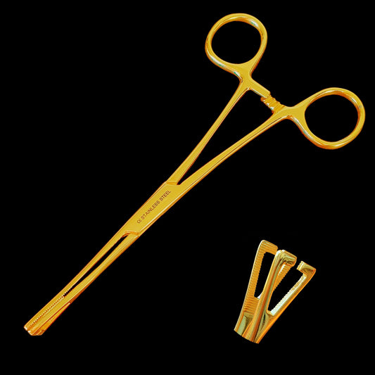 Pinza Forceps triangular abierta Chapado en oro 24K