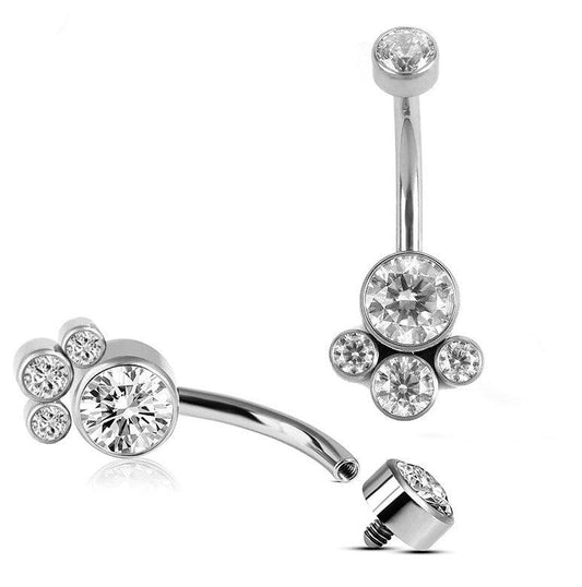 PIERCING PARA OMBLIGO DE TITANIO ASTM F136 CON BOLAS PLANAS Y ROSCA INTERNA