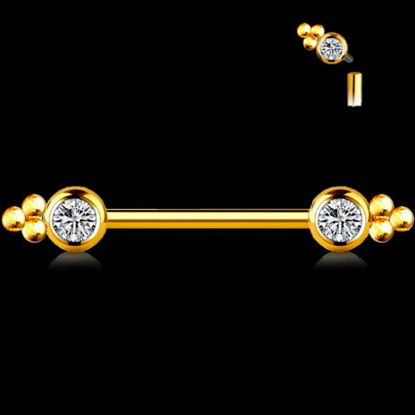 Barbell Piercings  de Titanio de Rosca Interna Chapado en oro 24K