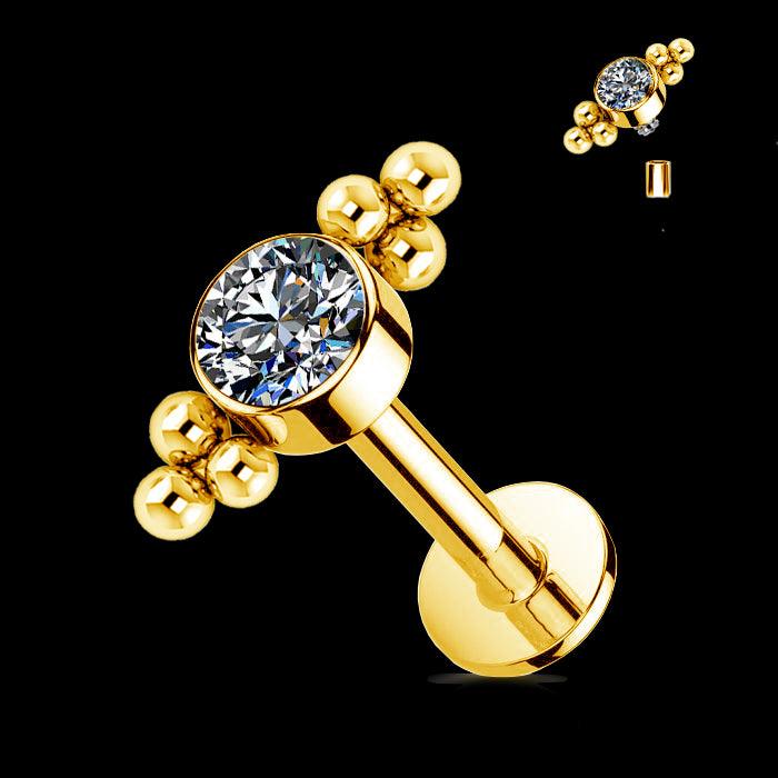 Piercing Helix Titanio ASTM F-136 Chapado en Oro con Piedra