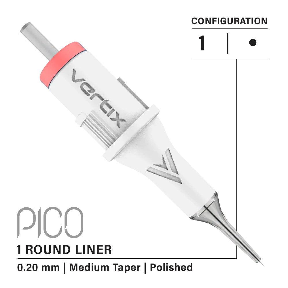 Vertix Pico Round Liner 1 / .20mm Medium Taper (paquete de 20 unidades)