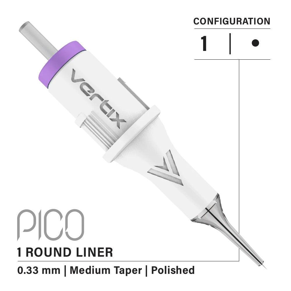 Vertix Pico Round Liner 1 / .33mm Long Taper (paquete de 20 unidades)