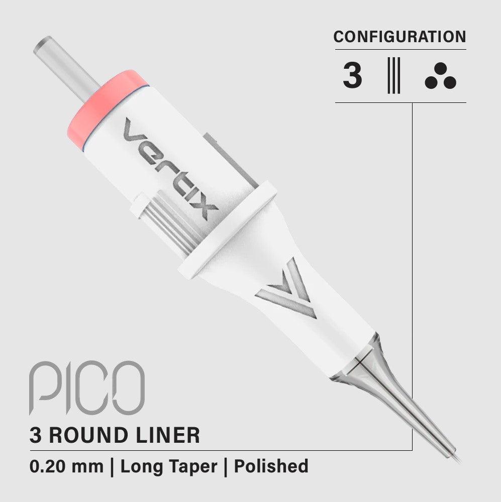 Vertix Pico Round Liner 3 / .20mm Long Taper (paquete de 20 unidades)