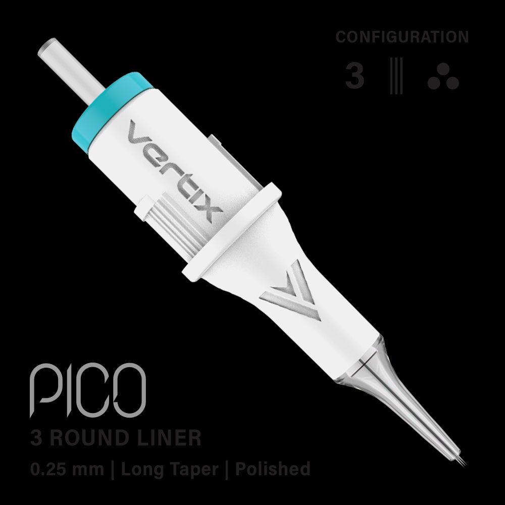 Vertix Pico Round Liner 3 / .25mm Long Taper (paquete de 20 unidades)