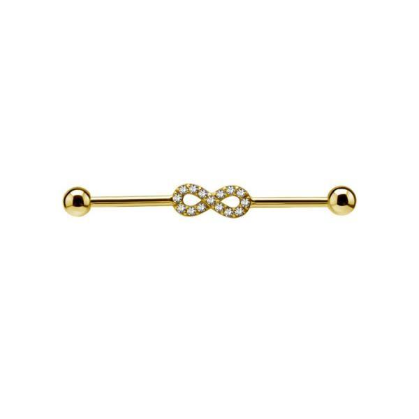 Piercings Industrial Barbell de Acero Quirúrgico Chapado en oro 24K