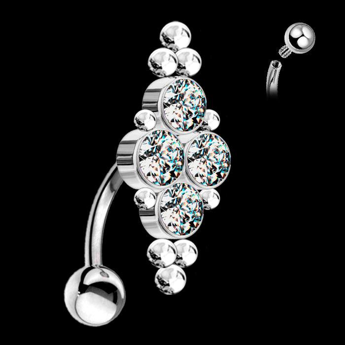 Piercing para Ombligo de Titanio ASTM F136 con Brillantes Swarovski