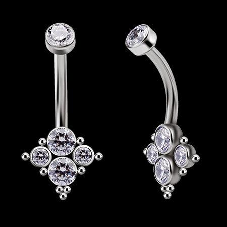 Piercing para Ombligo de Titanio ASTM F136 con Brillantes