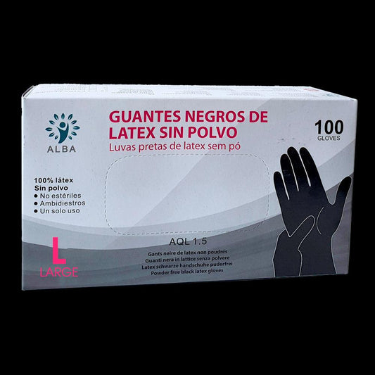 GUANTES NEGROS LÁTEX (SIN POLVO) TALLA (L)