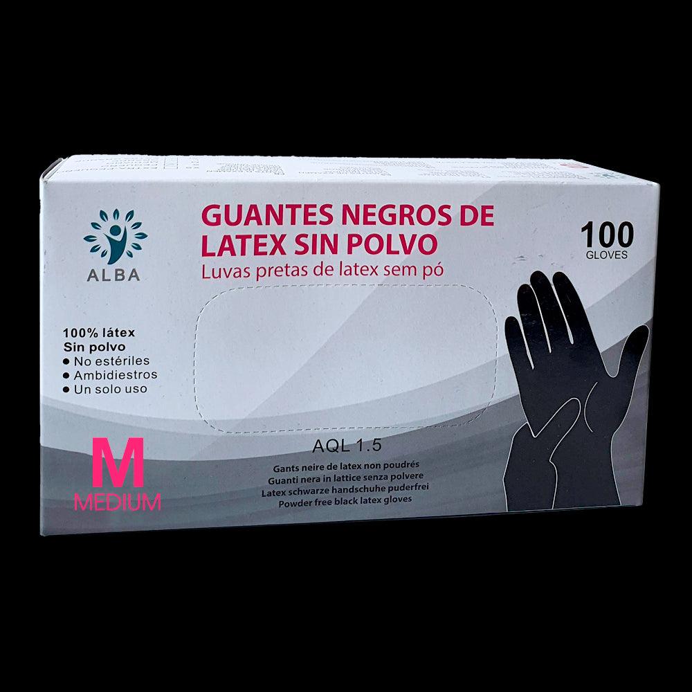 GUANTES NEGROS LÁTEX (SIN POLVO) TALLA (M)