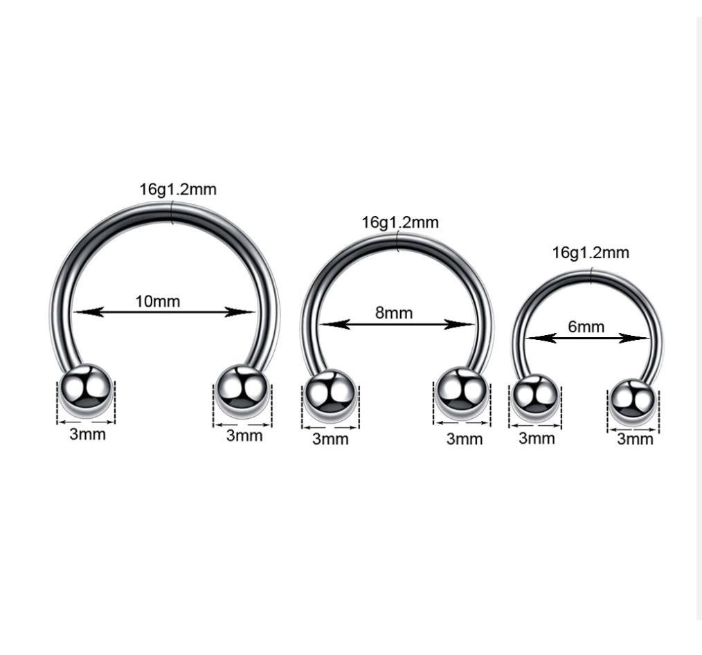 Circular Barbells 0.8mm/1.2mm/1.6mm de Rosca Externa (100 uds./lote)