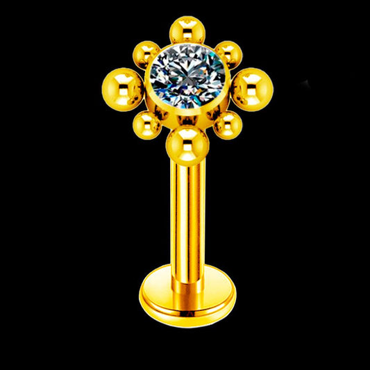 Piercing Hélix de Titanio ASTM F136 Bañado en Oro con Piedra