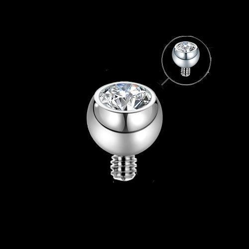 Bolas de Titanio con Cristal de Rosca Interna - 1.6mm - Tienda Tattoo