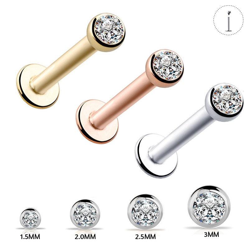 Piercing Labret de Rosca Interna Titanio ASTM F136