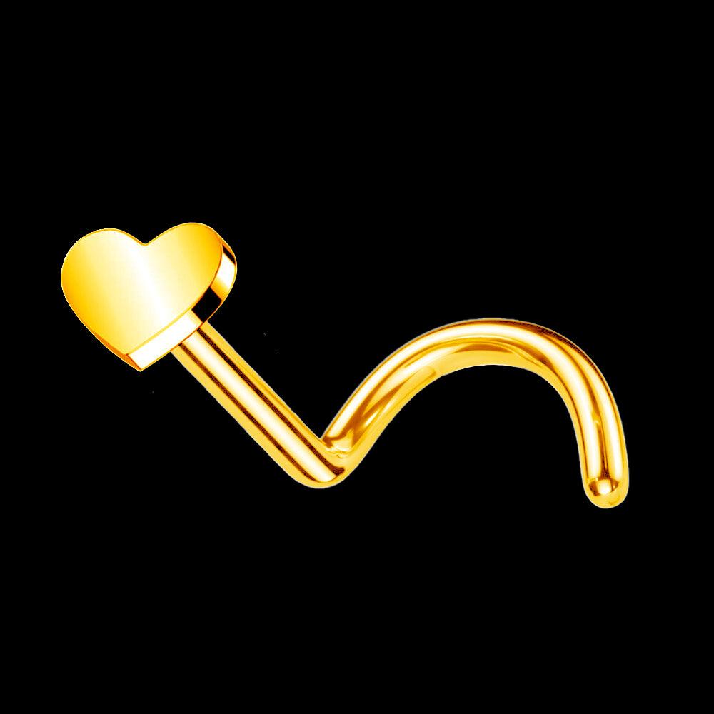 Nostril para la nariz de Titanio ASTM F-136  Bañado en Oro 24K con corazón - Tienda Tattoo