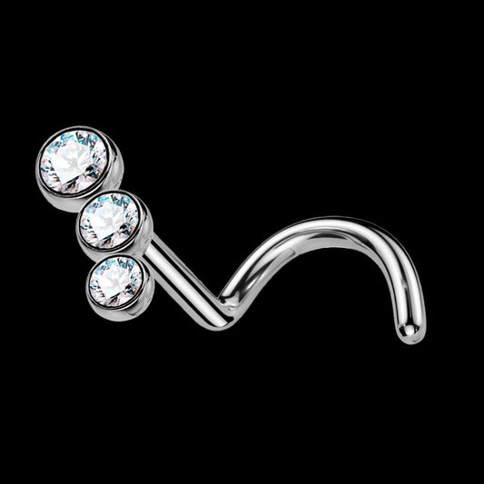 Piercing para Nariz de Titanio ASTM F-136 con Cristales Premium Zirconia - Tienda Tattoo