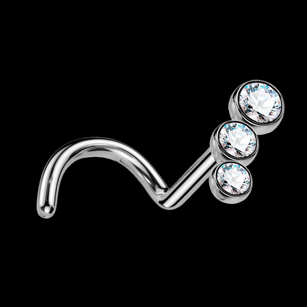 Piercing para Nariz de Titanio ASTM F-136 con Cristales Premium Zirconia - Tienda Tattoo