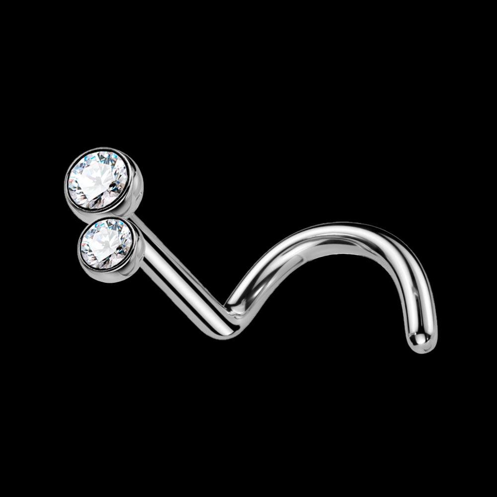 Piercing para Nariz de Titanio ASTM F-136 con Cristales Premium Zirconia - Tienda Tattoo