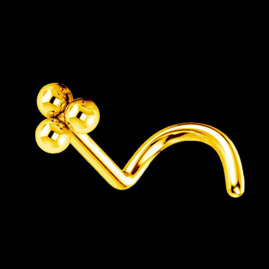 Nostril Piercings de Titan ASTM F-136 Bañado en Oro con Bolitas - Tienda Tattoo