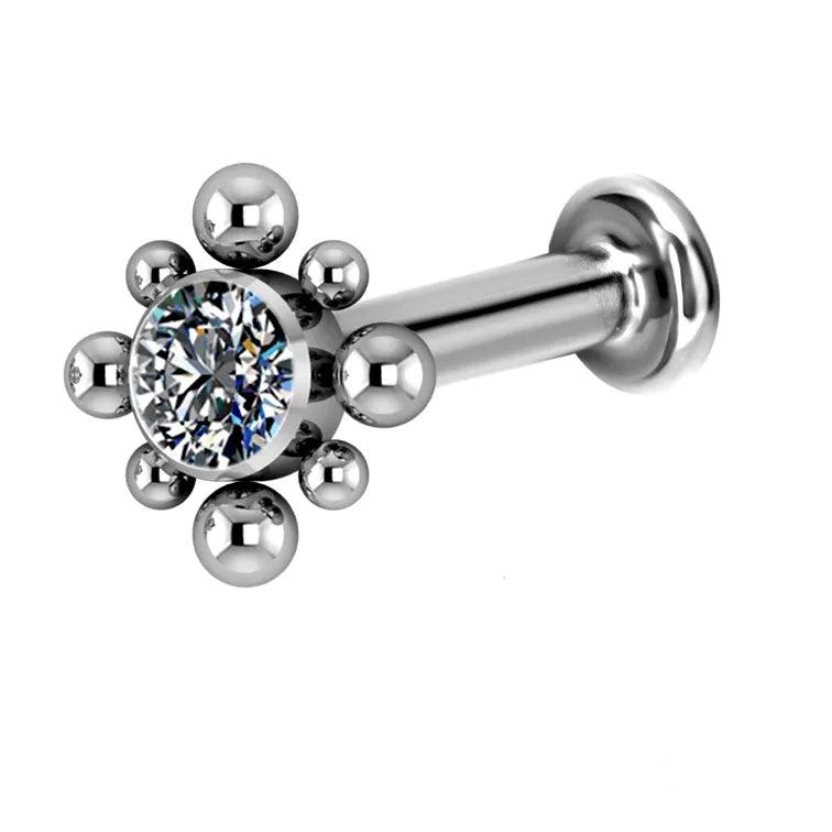 Piercing Helix Titanio ASTM F136 con Premium Cubic Zirconia - Tienda Tattoo