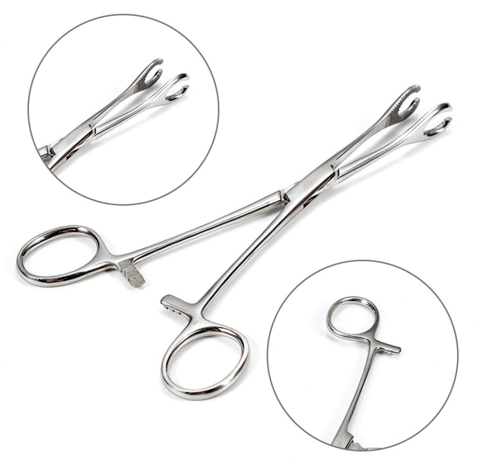 Pinza Fórceps ovalada abierta para Piercing  de acero inoxidable