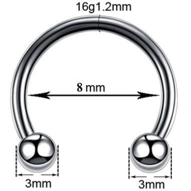 Circular Barbells de Acero Quirúrgico  1.2X8X3mm