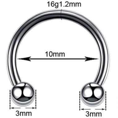 Circular Barbells de Acero Quirúrgico  1.2X10X3mm