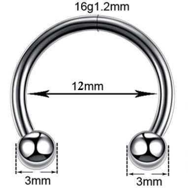 Circular Barbells de Acero Quirúrgico  1.2X12X3mm